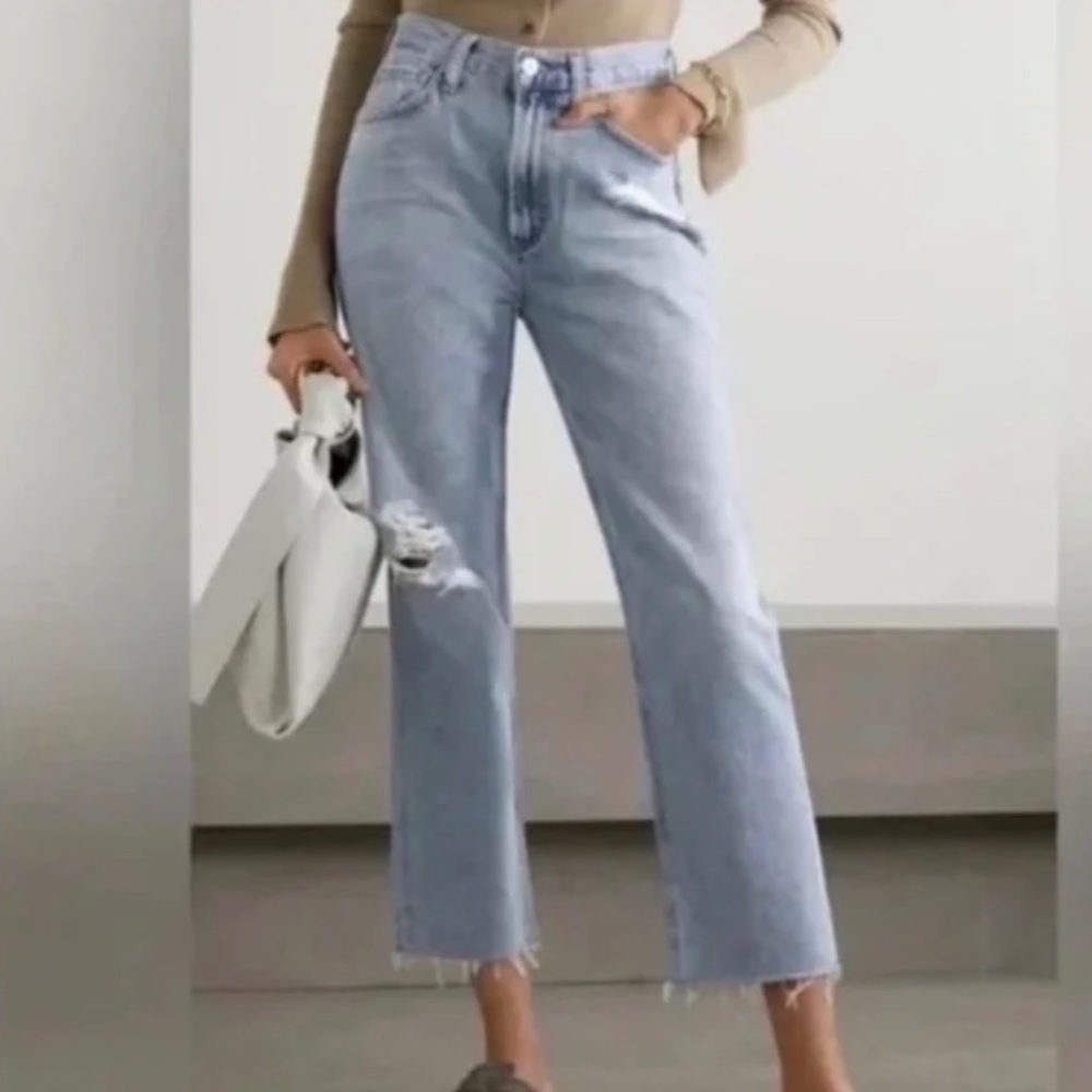 Citizens of Humanity Daphne Crop Jeans 27 Aster Wash High Rise Raw Hem Straight - Picture 2 of 10